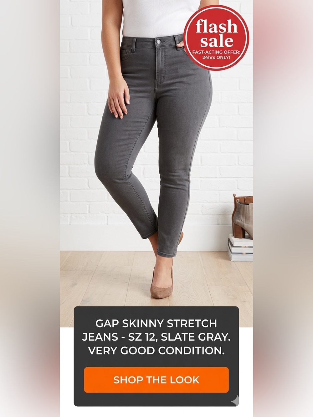 GAP SKINNY STRETCH WOMENS JEANS SZ 12 COLOR: SLATE GRAY GOOD PREOWNED CONDITION